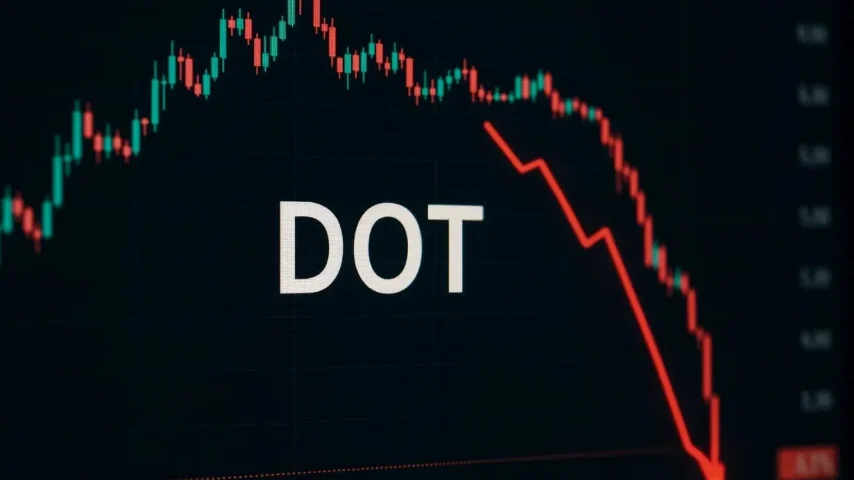 DOT теряет 6%: резкий откат после внутридневного максимума — причины и прогнозы